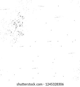 Grunge overlay layer. Abstract black and white vector background. Monochrome vintage surface with dirty pattern in cracks, spots, dots. Old wall in dark horror style design