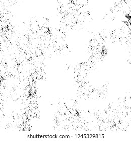 Grunge overlay layer. Abstract black and white vector background. Monochrome vintage surface with dirty pattern in cracks, spots, dots. Old wall in dark horror style design