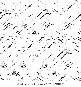 Grunge overlay layer. Abstract black and white vector background. Monochrome vintage surface with dirty pattern in cracks, spots, dots. Old wall in dark horror style design