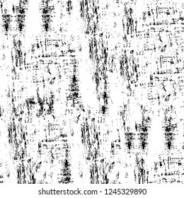 Grunge overlay layer. Abstract black and white vector background. Monochrome vintage surface with dirty pattern in cracks, spots, dots. Old wall in dark horror style design