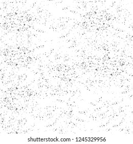 Grunge overlay layer. Abstract black and white vector background. Monochrome vintage surface with dirty pattern in cracks, spots, dots. Old wall in dark horror style design