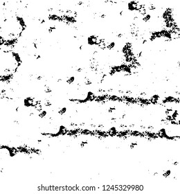 Grunge overlay layer. Abstract black and white vector background. Monochrome vintage surface with dirty pattern in cracks, spots, dots. Old wall in dark horror style design