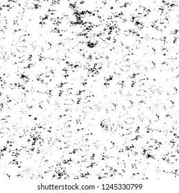 Grunge overlay layer. Abstract black and white vector background. Monochrome vintage surface with dirty pattern in cracks, spots, dots. Old wall in dark horror style design