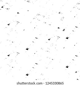 Grunge overlay layer. Abstract black and white vector background. Monochrome vintage surface with dirty pattern in cracks, spots, dots. Old wall in dark horror style design