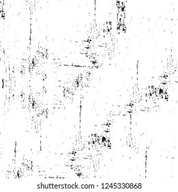 Grunge overlay layer. Abstract black and white vector background. Monochrome vintage surface with dirty pattern in cracks, spots, dots. Old wall in dark horror style design