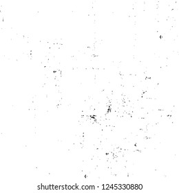 Grunge overlay layer. Abstract black and white vector background. Monochrome vintage surface with dirty pattern in cracks, spots, dots. Old wall in dark horror style design