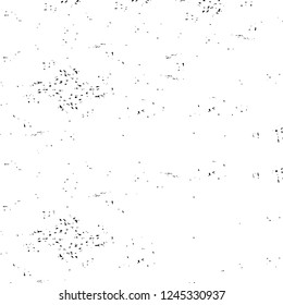 Grunge overlay layer. Abstract black and white vector background. Monochrome vintage surface with dirty pattern in cracks, spots, dots. Old wall in dark horror style design
