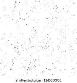 Grunge overlay layer. Abstract black and white vector background. Monochrome vintage surface with dirty pattern in cracks, spots, dots. Old wall in dark horror style design