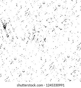 Grunge overlay layer. Abstract black and white vector background. Monochrome vintage surface with dirty pattern in cracks, spots, dots. Old wall in dark horror style design