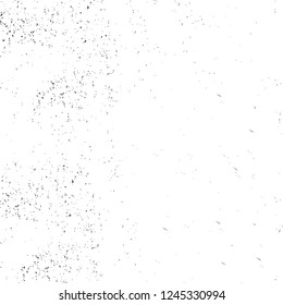 Grunge overlay layer. Abstract black and white vector background. Monochrome vintage surface with dirty pattern in cracks, spots, dots. Old wall in dark horror style design