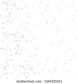Grunge overlay layer. Abstract black and white vector background. Monochrome vintage surface with dirty pattern in cracks, spots, dots. Old wall in dark horror style design