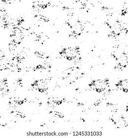 Grunge overlay layer. Abstract black and white vector background. Monochrome vintage surface with dirty pattern in cracks, spots, dots. Old wall in dark horror style design