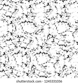 Grunge overlay layer. Abstract black and white vector background. Monochrome vintage surface with dirty pattern in cracks, spots, dots. Old wall in dark horror style design