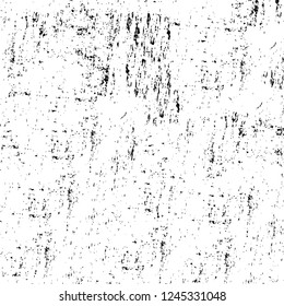 Grunge overlay layer. Abstract black and white vector background. Monochrome vintage surface with dirty pattern in cracks, spots, dots. Old wall in dark horror style design