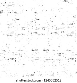 Grunge overlay layer. Abstract black and white vector background. Monochrome vintage surface with dirty pattern in cracks, spots, dots. Old wall in dark horror style design