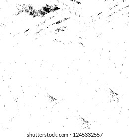 Grunge overlay layer. Abstract black and white vector background. Monochrome vintage surface with dirty pattern in cracks, spots, dots. Old wall in dark horror style design