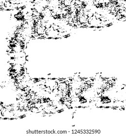Grunge overlay layer. Abstract black and white vector background. Monochrome vintage surface with dirty pattern in cracks, spots, dots. Old wall in dark horror style design