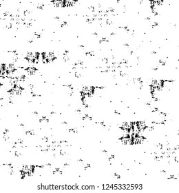 Grunge overlay layer. Abstract black and white vector background. Monochrome vintage surface with dirty pattern in cracks, spots, dots. Old wall in dark horror style design