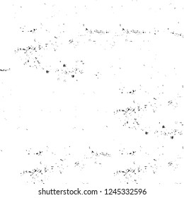 Grunge overlay layer. Abstract black and white vector background. Monochrome vintage surface with dirty pattern in cracks, spots, dots. Old wall in dark horror style design