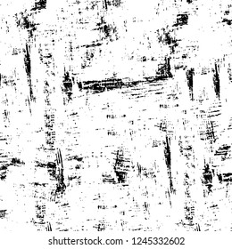 Grunge overlay layer. Abstract black and white vector background. Monochrome vintage surface with dirty pattern in cracks, spots, dots. Old wall in dark horror style design