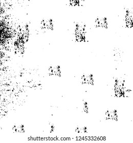Grunge overlay layer. Abstract black and white vector background. Monochrome vintage surface with dirty pattern in cracks, spots, dots. Old wall in dark horror style design