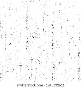 Grunge overlay layer. Abstract black and white vector background. Monochrome vintage surface with dirty pattern in cracks, spots, dots. Old wall in dark horror style design