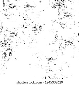 Grunge overlay layer. Abstract black and white vector background. Monochrome vintage surface with dirty pattern in cracks, spots, dots. Old wall in dark horror style design