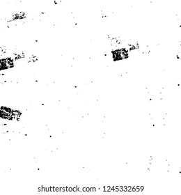 Grunge overlay layer. Abstract black and white vector background. Monochrome vintage surface with dirty pattern in cracks, spots, dots. Old wall in dark horror style design