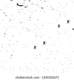 Grunge overlay layer. Abstract black and white vector background. Monochrome vintage surface with dirty pattern in cracks, spots, dots. Old wall in dark horror style design