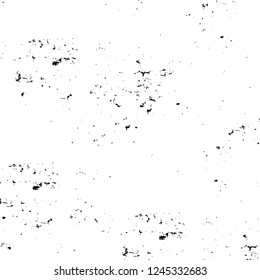 Grunge overlay layer. Abstract black and white vector background. Monochrome vintage surface with dirty pattern in cracks, spots, dots. Old wall in dark horror style design