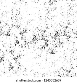 Grunge overlay layer. Abstract black and white vector background. Monochrome vintage surface with dirty pattern in cracks, spots, dots. Old wall in dark horror style design