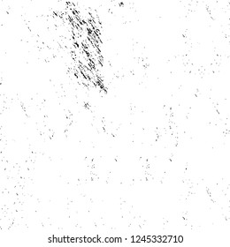 Grunge overlay layer. Abstract black and white vector background. Monochrome vintage surface with dirty pattern in cracks, spots, dots. Old wall in dark horror style design