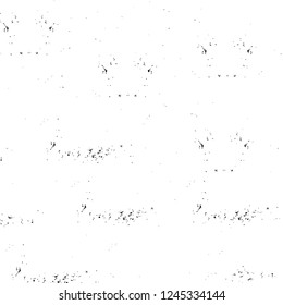 Grunge overlay layer. Abstract black and white vector background. Monochrome vintage surface with dirty pattern in cracks, spots, dots. Old wall in dark horror style design