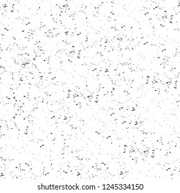 Grunge overlay layer. Abstract black and white vector background. Monochrome vintage surface with dirty pattern in cracks, spots, dots. Old wall in dark horror style design