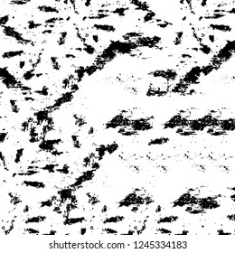 Grunge overlay layer. Abstract black and white vector background. Monochrome vintage surface with dirty pattern in cracks, spots, dots. Old wall in dark horror style design