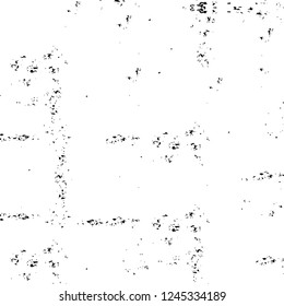 Grunge overlay layer. Abstract black and white vector background. Monochrome vintage surface with dirty pattern in cracks, spots, dots. Old wall in dark horror style design