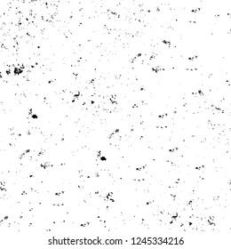 Grunge overlay layer. Abstract black and white vector background. Monochrome vintage surface with dirty pattern in cracks, spots, dots. Old wall in dark horror style design