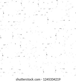 Grunge overlay layer. Abstract black and white vector background. Monochrome vintage surface with dirty pattern in cracks, spots, dots. Old wall in dark horror style design