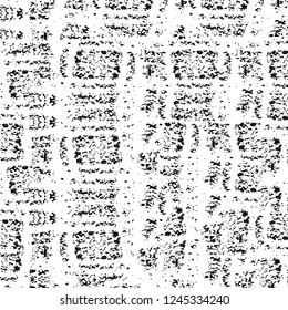 Grunge overlay layer. Abstract black and white vector background. Monochrome vintage surface with dirty pattern in cracks, spots, dots. Old wall in dark horror style design