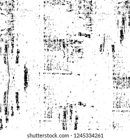 Grunge overlay layer. Abstract black and white vector background. Monochrome vintage surface with dirty pattern in cracks, spots, dots. Old wall in dark horror style design