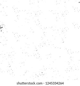 Grunge overlay layer. Abstract black and white vector background. Monochrome vintage surface with dirty pattern in cracks, spots, dots. Old wall in dark horror style design