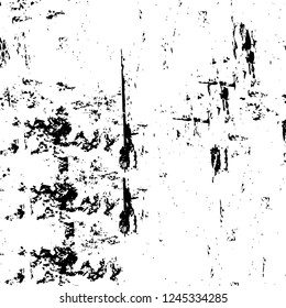 Grunge overlay layer. Abstract black and white vector background. Monochrome vintage surface with dirty pattern in cracks, spots, dots. Old wall in dark horror style design