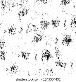 Grunge overlay layer. Abstract black and white vector background. Monochrome vintage surface with dirty pattern in cracks, spots, dots. Old wall in dark horror style design