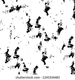 Grunge overlay layer. Abstract black and white vector background. Monochrome vintage surface with dirty pattern in cracks, spots, dots. Old wall in dark horror style design