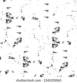 Grunge overlay layer. Abstract black and white vector background. Monochrome vintage surface with dirty pattern in cracks, spots, dots. Old wall in dark horror style design