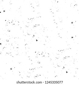 Grunge overlay layer. Abstract black and white vector background. Monochrome vintage surface with dirty pattern in cracks, spots, dots. Old wall in dark horror style design