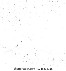 Grunge overlay layer. Abstract black and white vector background. Monochrome vintage surface with dirty pattern in cracks, spots, dots. Old wall in dark horror style design