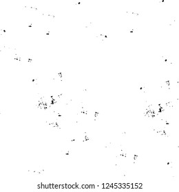 Grunge overlay layer. Abstract black and white vector background. Monochrome vintage surface with dirty pattern in cracks, spots, dots. Old wall in dark horror style design