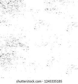 Grunge overlay layer. Abstract black and white vector background. Monochrome vintage surface with dirty pattern in cracks, spots, dots. Old wall in dark horror style design