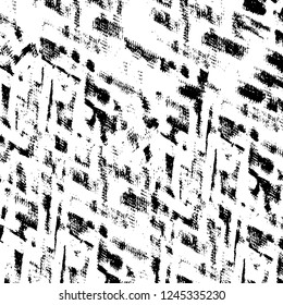 Grunge overlay layer. Abstract black and white vector background. Monochrome vintage surface with dirty pattern in cracks, spots, dots. Old wall in dark horror style design